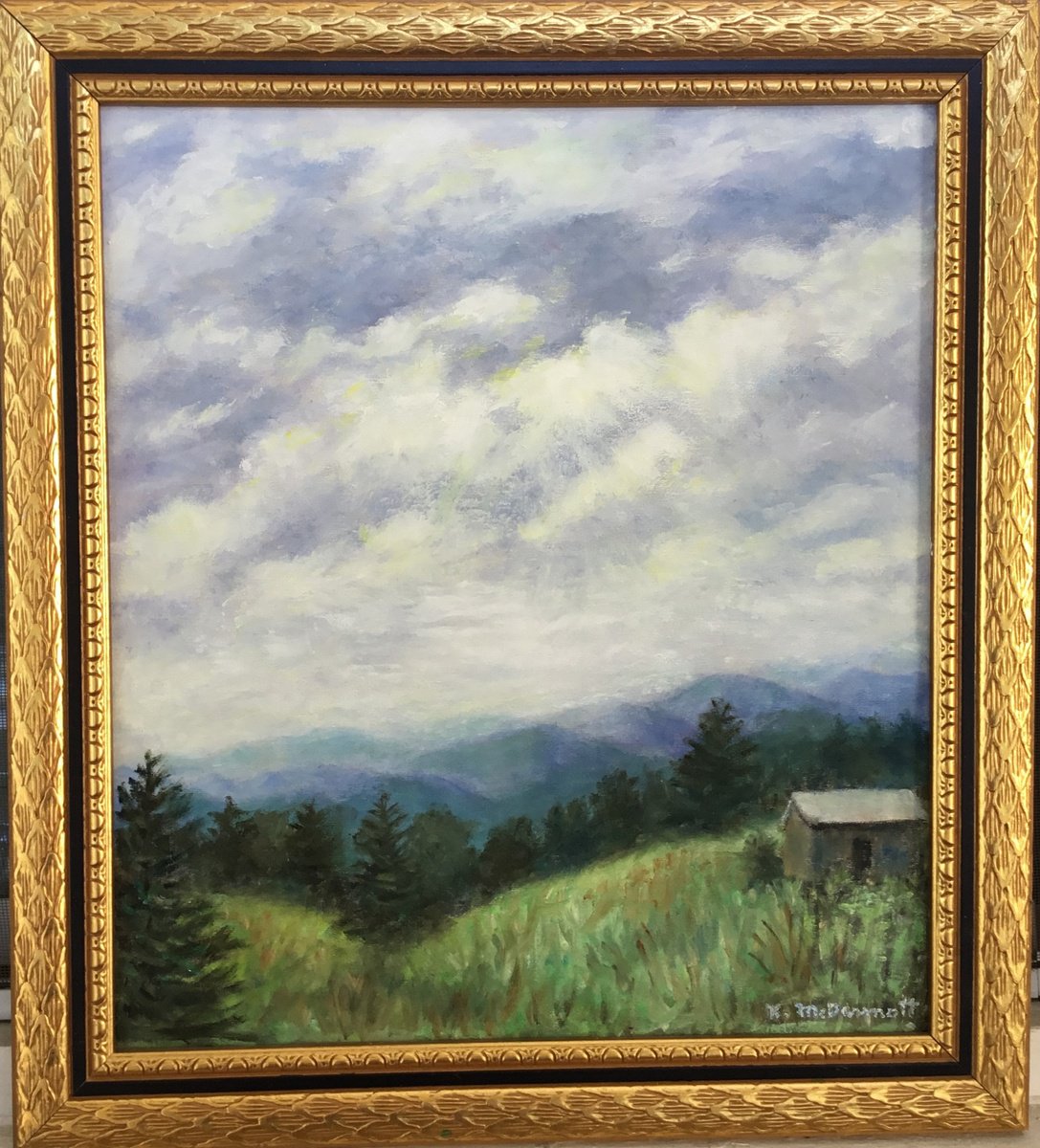 Impressionistic Landscape Oil Painting By Kathleen Mcdermott, 17 X 20", Old Hill Farm, Original Artwork