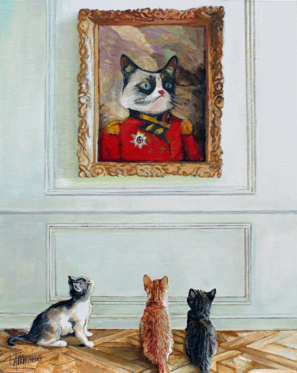 Impressionistic Animal Oil Painting By Timothy Adam Matthews, 16 X 20", Portrait Of Admiral Kitty #2, Original Artwork