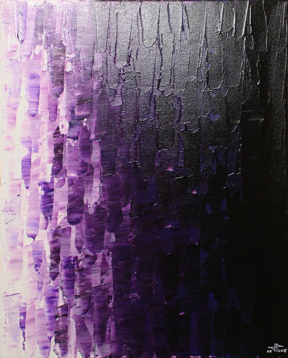 Abstract Acrylic Painting By Jonathan Pradillon, 13 X 16, Purplish Fade, Original Artwork