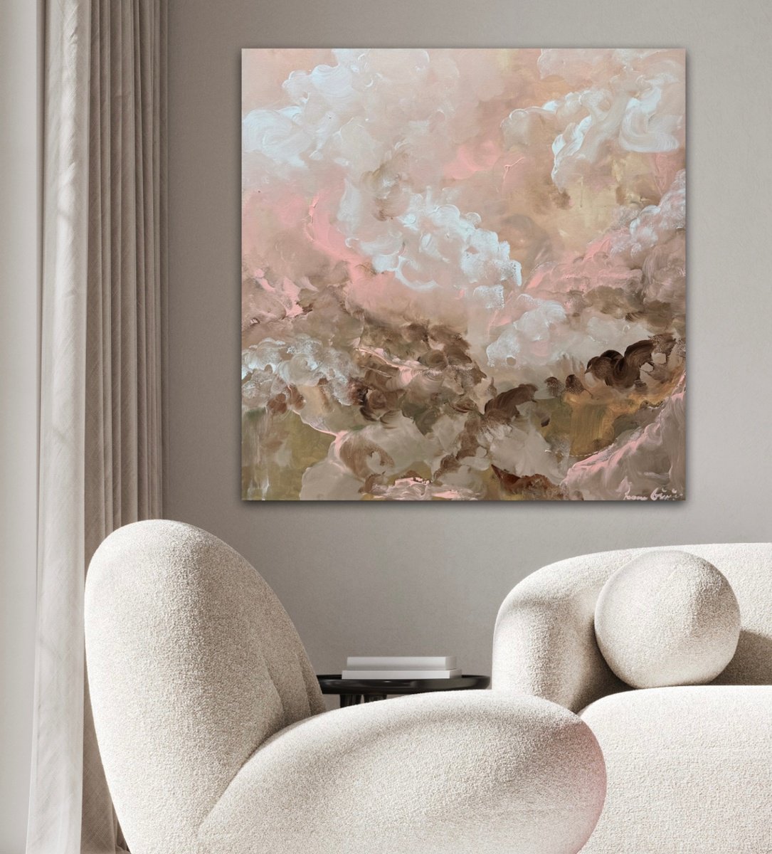 Abstract Landscape Acrylic Painting By Ivana Gigovic, 35 X 35, Soft Terrain, Original Artwork