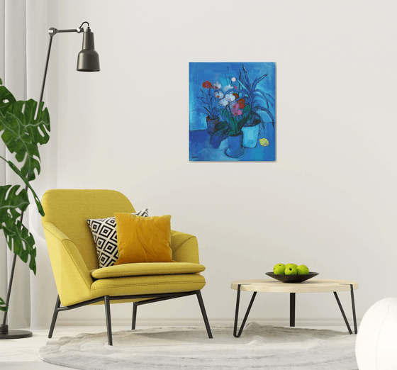 Blue Still life and Moon