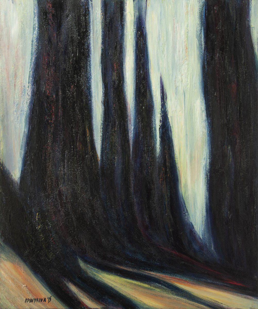 Impressionistic Landscape Oil Painting By Valda Rose Art Gallery, 21 X 26", Chiaroscuro, Original Artwork