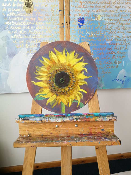 "Sunflower" tondo canvas