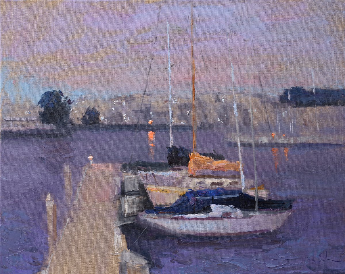 Quiet Evening in the Marina by Oksana Johnson