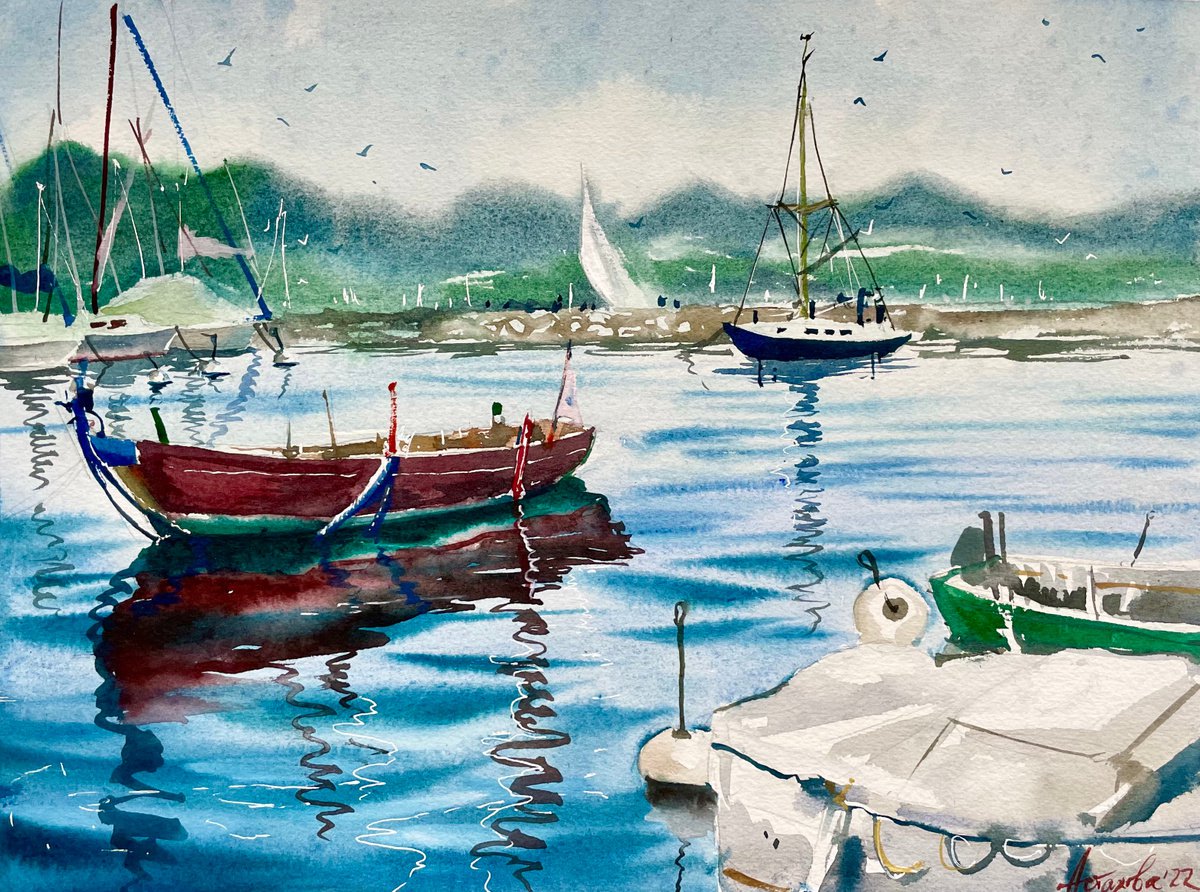 Impressionistic Landscape Watercolour By Ksenia Astakhova, 15 X 11", Neptune, Original Artwork