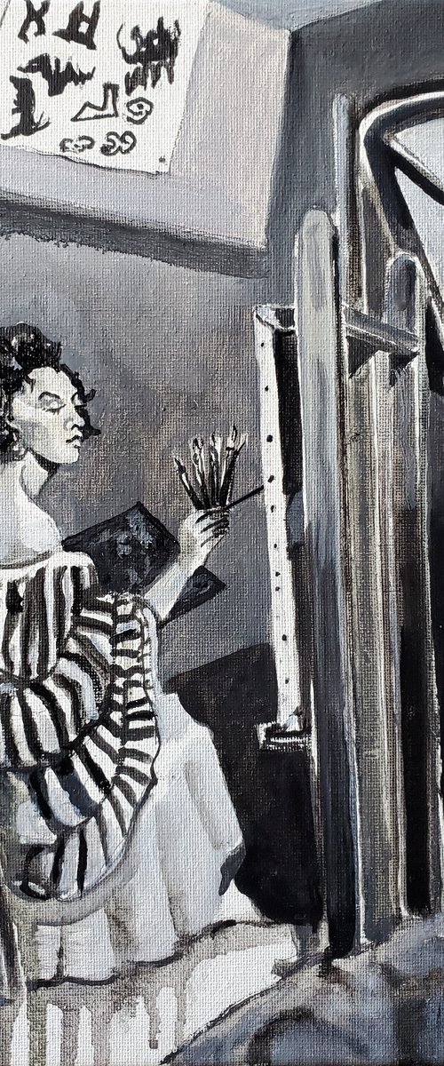 Painter in a Striped Frock by Shelton Walsmith