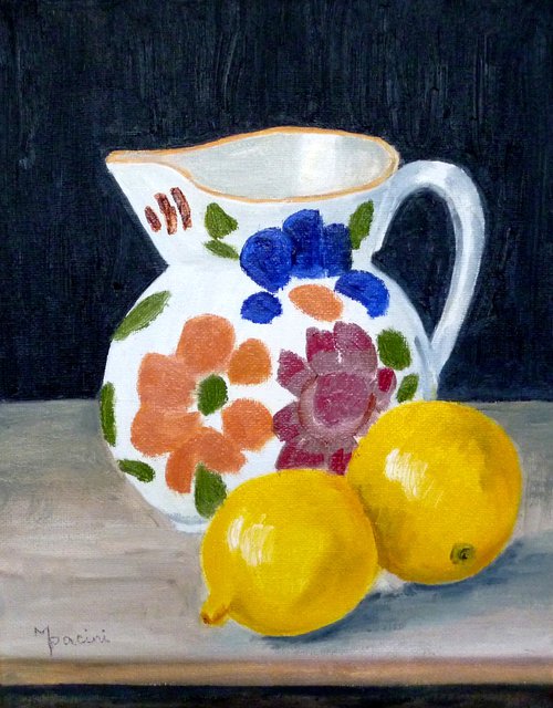 Floral Jug and Lemons by Maddalena Pacini