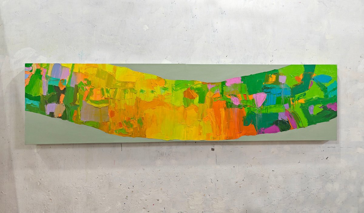 Abstract Acrylic Painting By Abhishek Kumar, 101 X 29, Life On The Trunk Of Time, Original Artwork