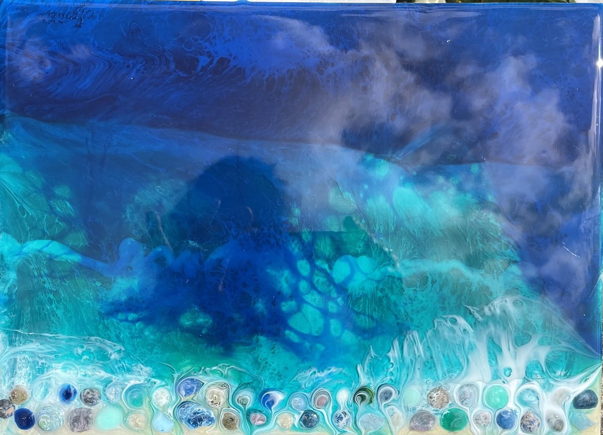 Teal and Blue Pebble Beach by Hannah Bruce