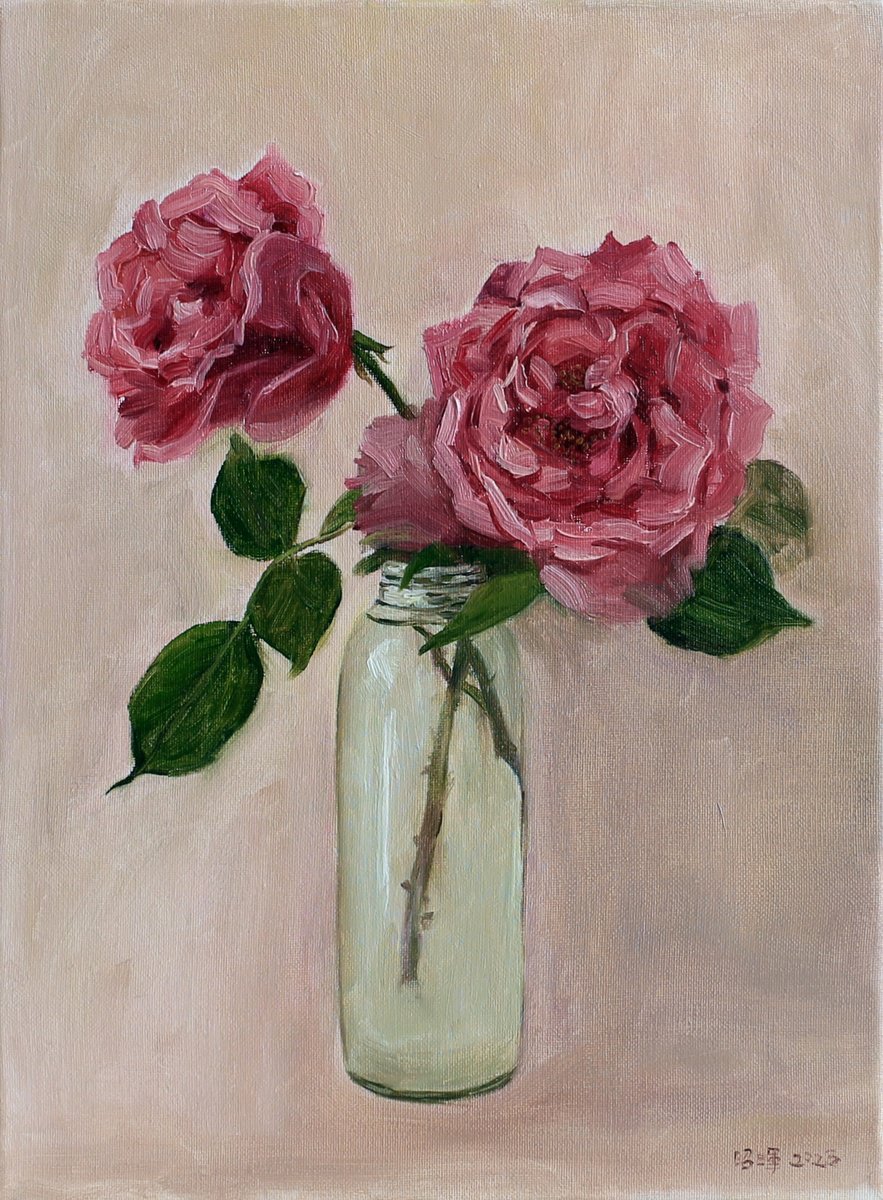 Photorealistic Oil Painting , Red Roses By Zhao Hui Yang, 12 X 16, Artwork For Sale On Artfinder