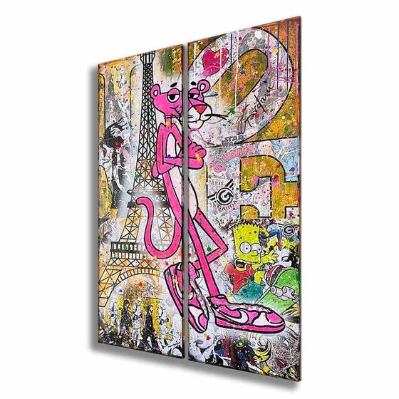 Pink Paris – Original Painting (Diptych)