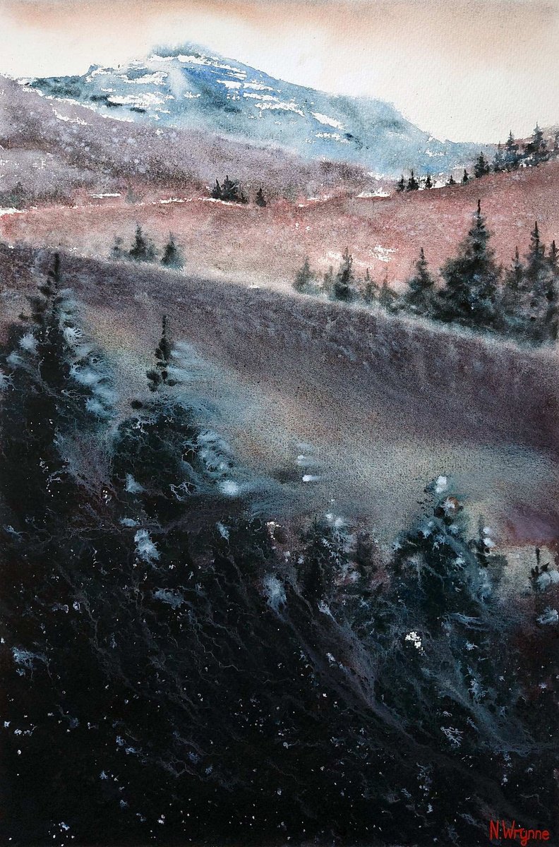 Impressionistic Abstract Watercolour By Neil Wrynne, 15 X 22", Lone Wandering, Original Artwork