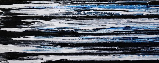 Arctic Prush 200cm x 80cm Blue White Black Textured Abstract Art