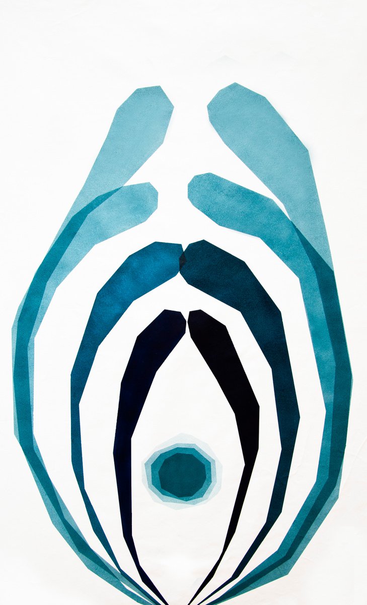 Abstract Acrylic Painting By Catia Goffinet, 28 X 48, The Force That Is Born, Original Artwork