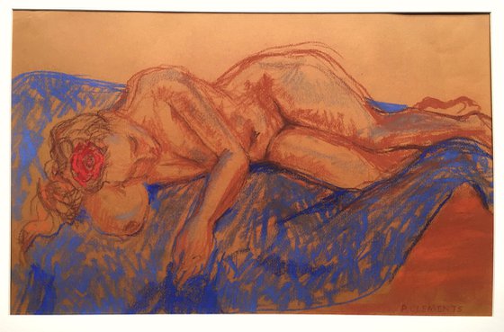Reclining nude with a Rose in Her Hair