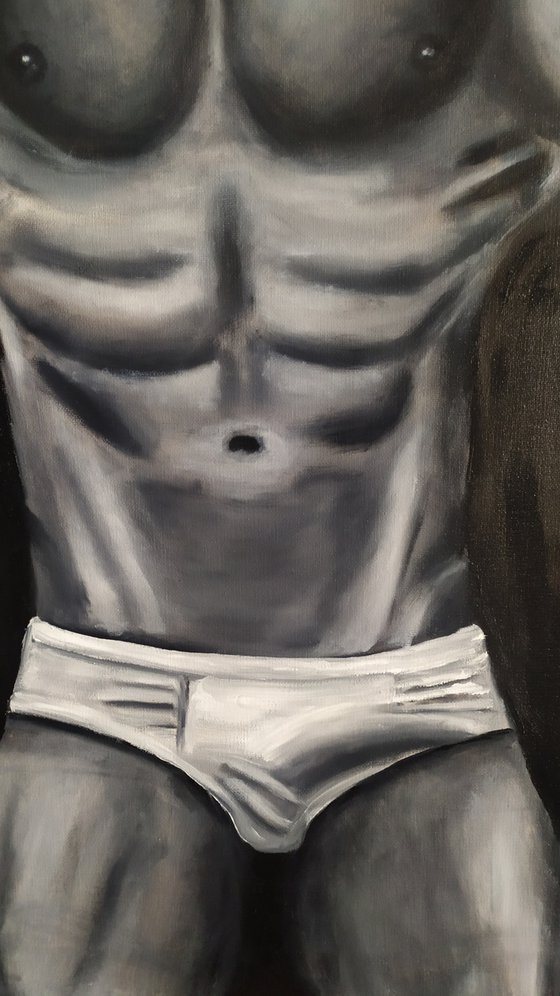 Dear friend, original erotic nude man body, gift idea, bedroom painting