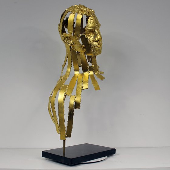 Kouros Icar - Gold bronze lace face head man