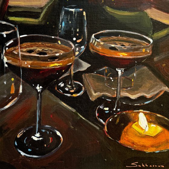 Espresso Martinis and Candle