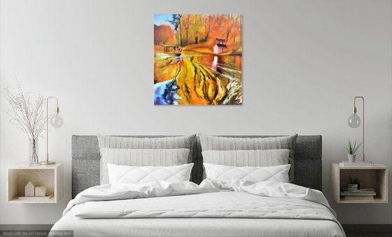 Golden time. Large abstract Oil Painting