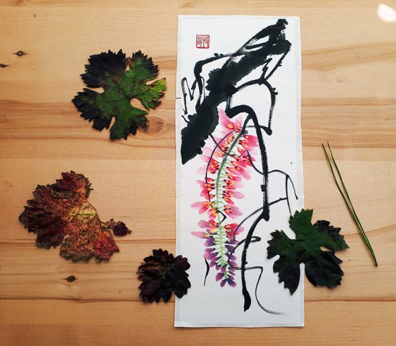 Elegant wisteria - Oriental Chinese Ink Painting