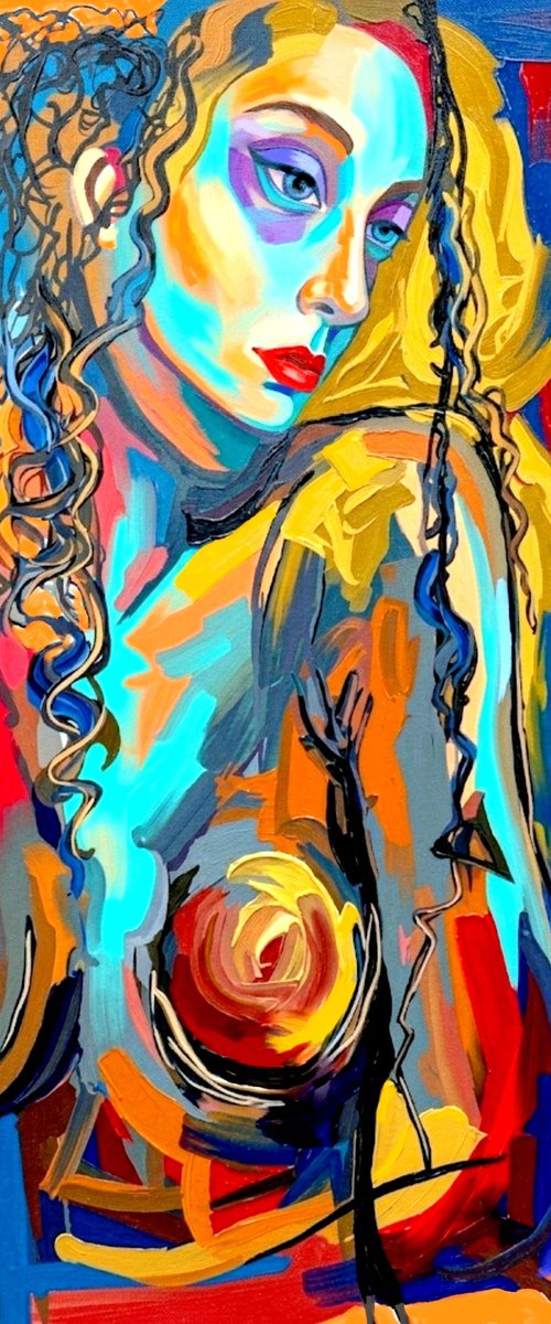 "Turbulent Grace" - Abstract Female Portrait by Helena Wierzbicki