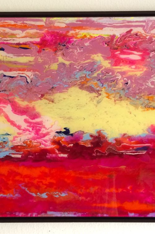 Abstract Contemporary Original painting on Plexiglass One of a kind  Framed  Ready to Hang Signed with Certificate of Authenticity by Vahe Yeremyan