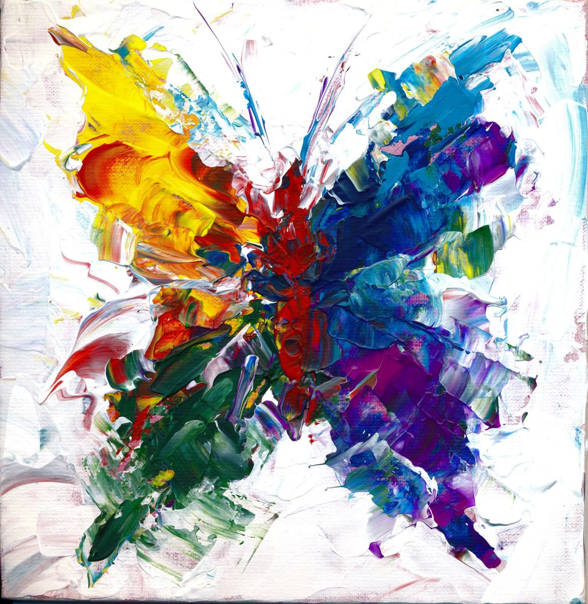 Abstract Animal Acrylic Painting By Doriana Popa, 6 X 6, Love, Original Artwork