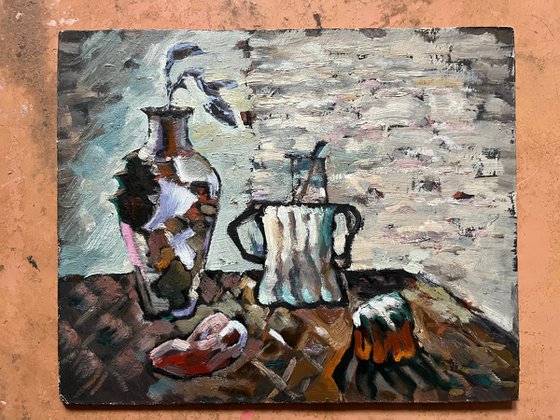 Still life surrealistic oil Ukrainian oil painting