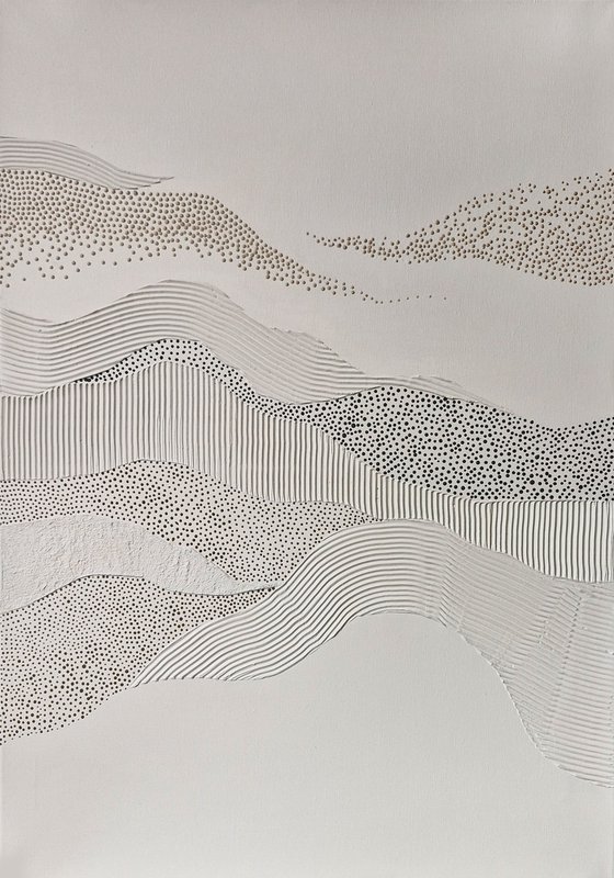 "Fluency 6" High textured abstract beige art