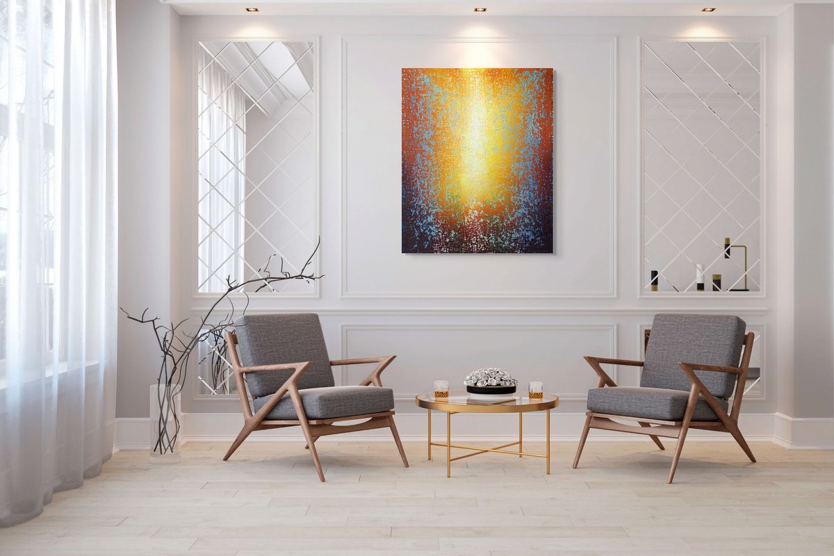Organic Abstract Acrylic Painting By Heidi Thompson, 50 X 60, Light Of Optimism, Original Artwork