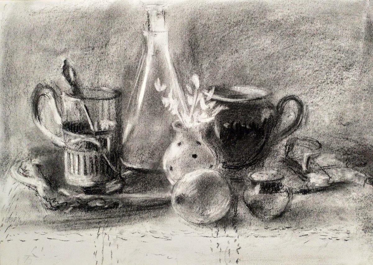 Still life with cupholder by Liudmyla Chemodanova