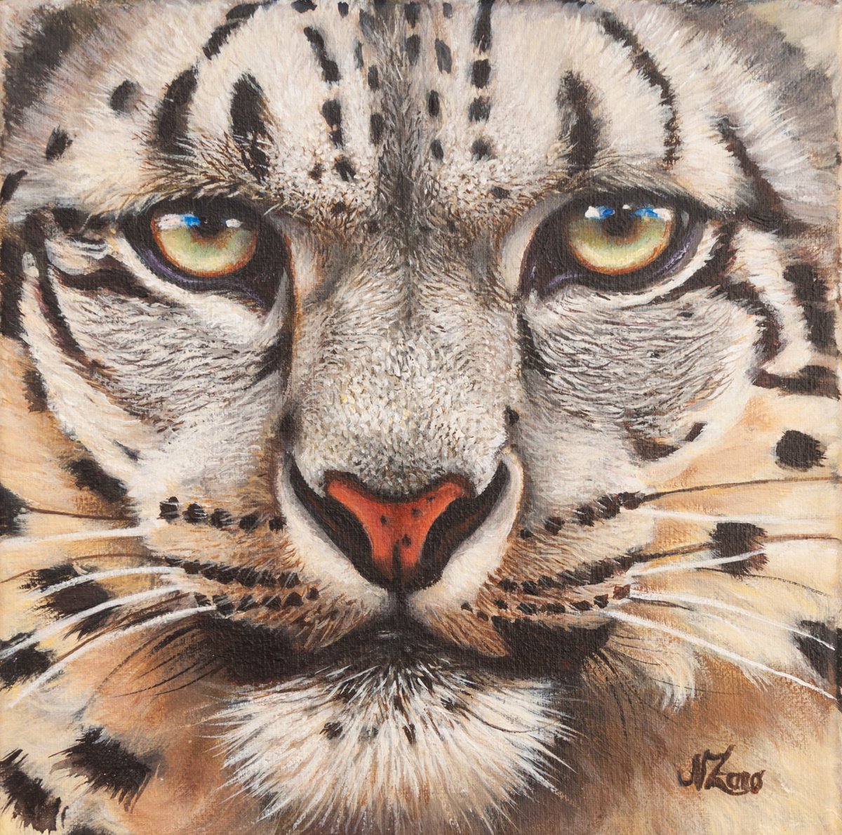Snow leopard portrait by Norma Beatriz Zaro