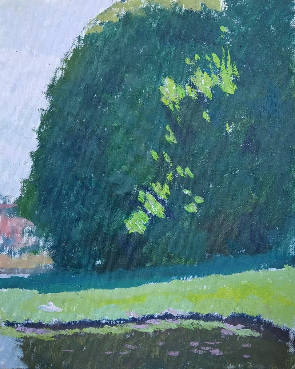 Impressionistic Landscape Oil Painting By Vasyl Koval, 9 X 12", A Moment Of Silence, Original Artwork