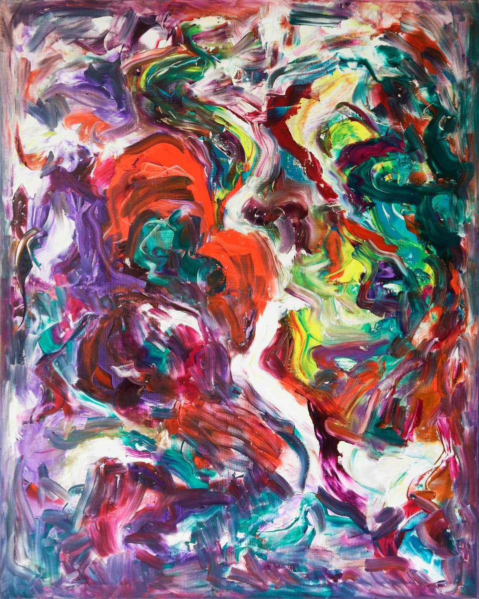 Expressive Abstract Oil Painting By Simon Findlay, 47 X 59", Occasional Moments Of Calm, Original Artwork