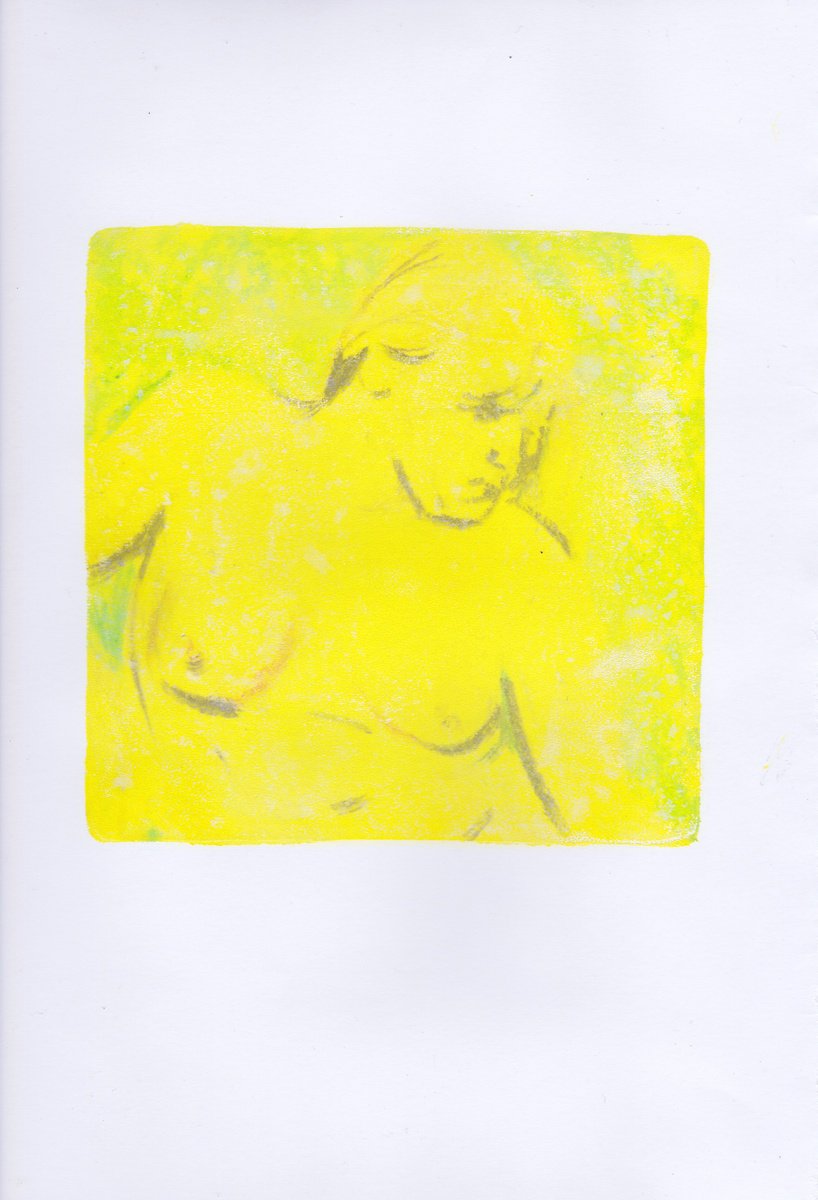 Impressionistic Portrait Limited Edition Print By Adam Grose Ma Pgce, 8 X 12, Nude Study In Yellow, Original Artwork