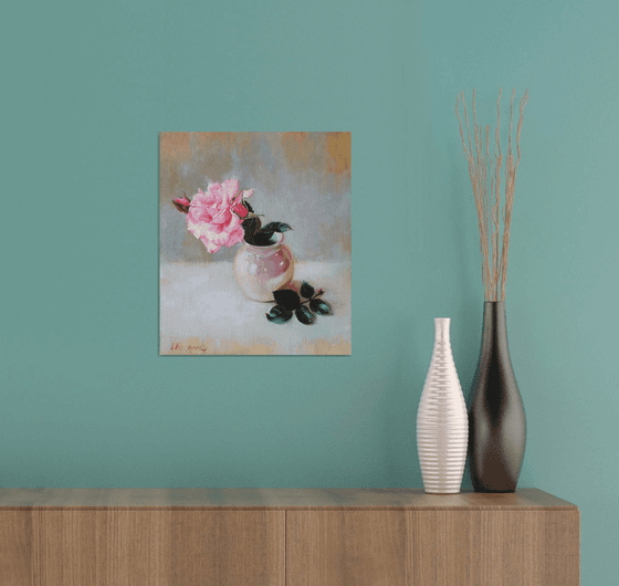 "Just a rose."  rose flower  liGHt original painting  GIFT (2020)