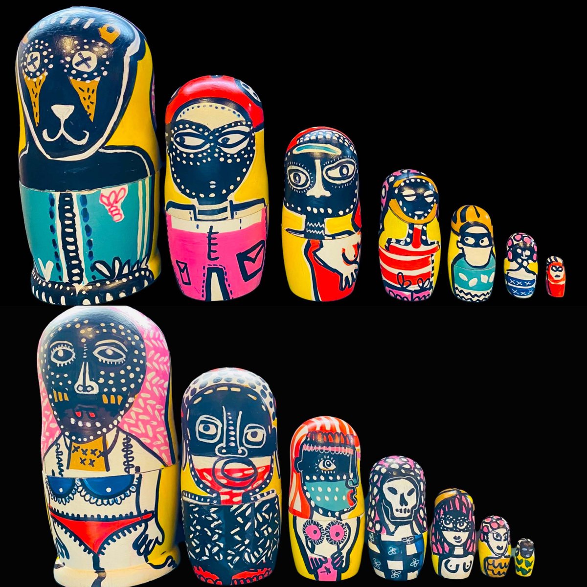Yellow Bear Russian dolls by Georgia Sawers