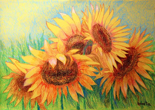My Beautiful Sunflowers by Rakhmet Redzhepov