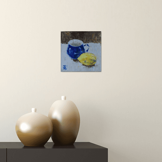 Blue cup- yellow lemon - sketch