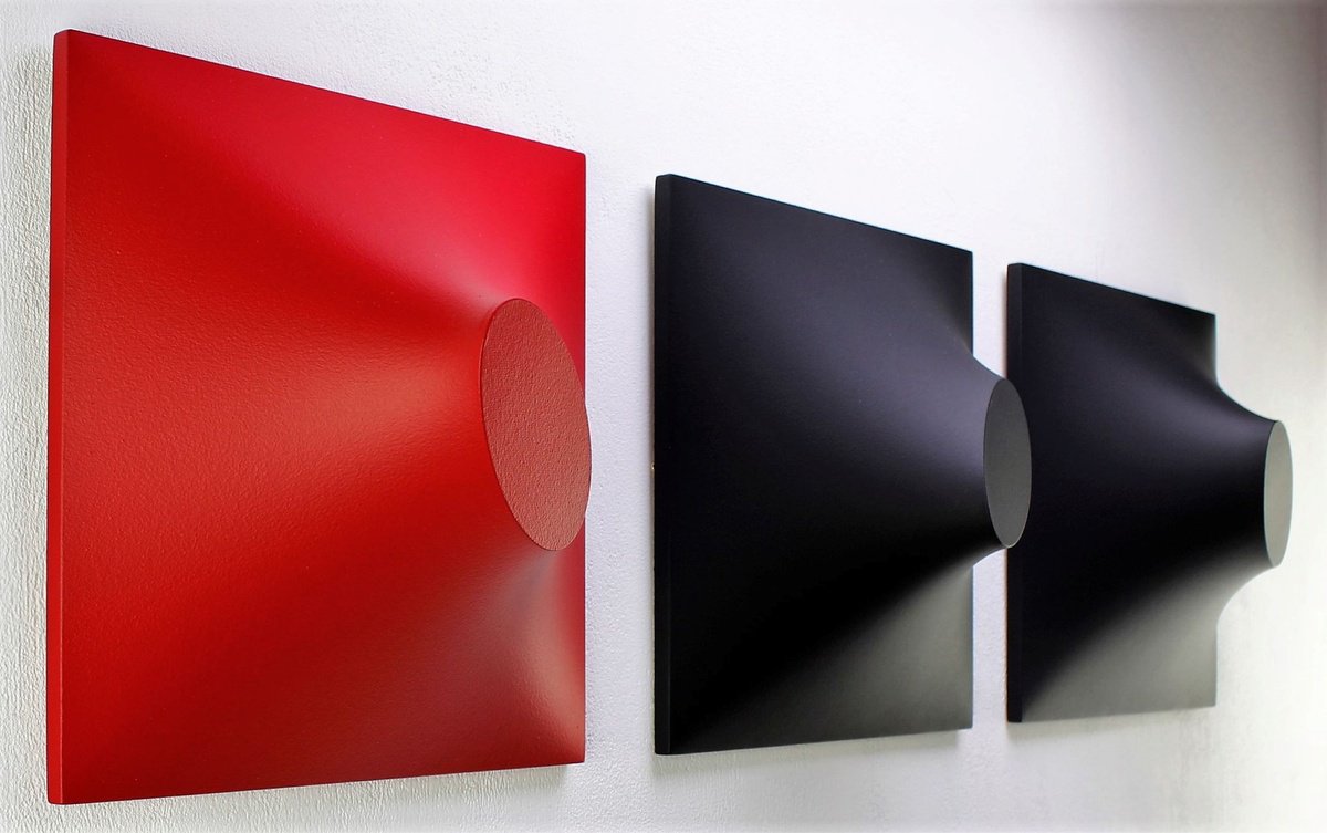 Geometric Abstract Sculpture By Alessandro Butera, 39 X 12, Italian Style Thrust Into Space, Original Artwork