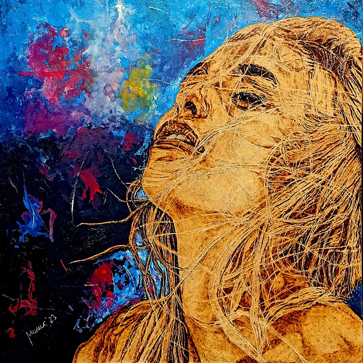 Expressive Painting , Hedonism By Milis Pyrography, 24 X 24, Artwork For Sale On Artfinder