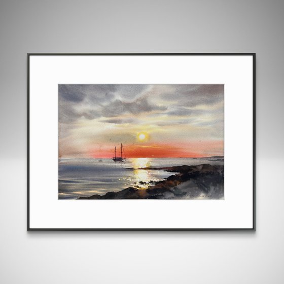 Sunset on the sea Yacht