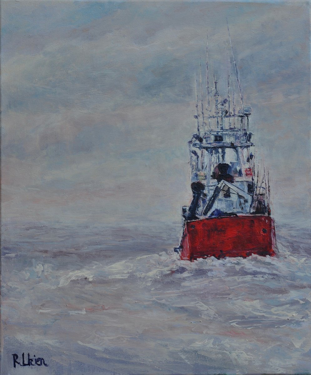 Impressionistic Landscape Oil Painting By Fuensanta Ruiz Urien, 22 X 26, Costera En Rojo, Original Artwork