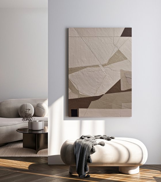 "Bella" Abstract geometric brown beige art