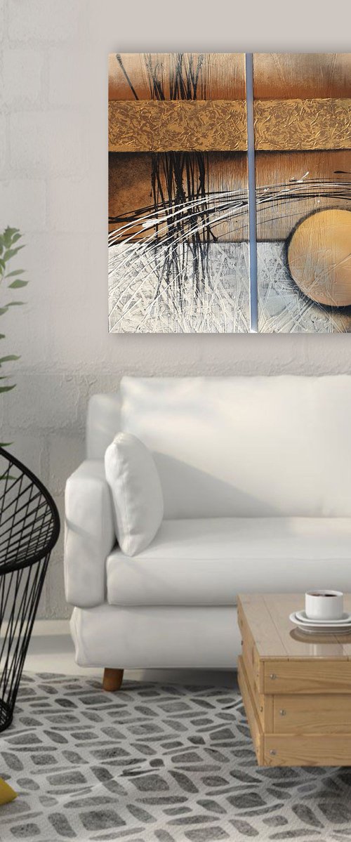 SOLAR FLARE  acrylic painting on canvas, 3 piece set by ZUZANA Murenji Domonkos