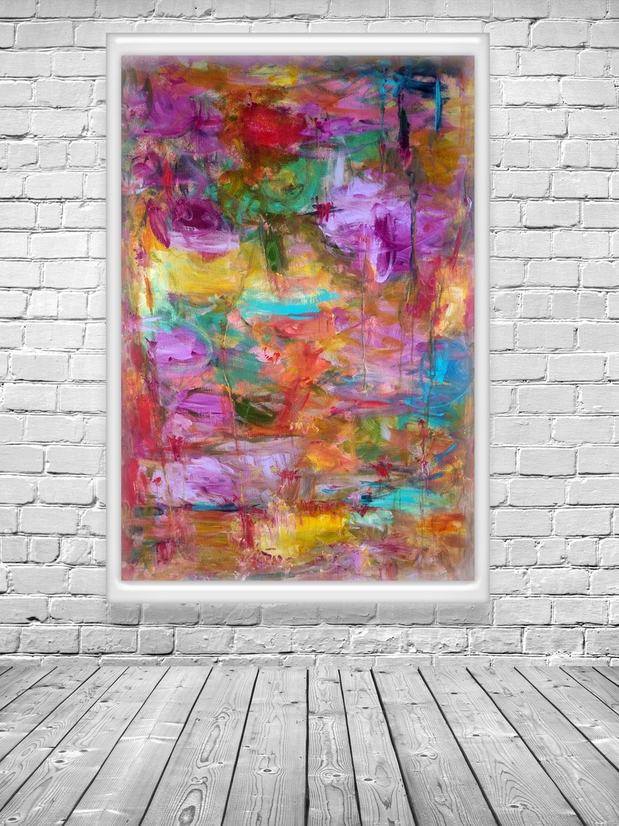 Abstract Acrylic Painting By Davina Nicholas, 66 X 39, Order In Chaos, Original Artwork