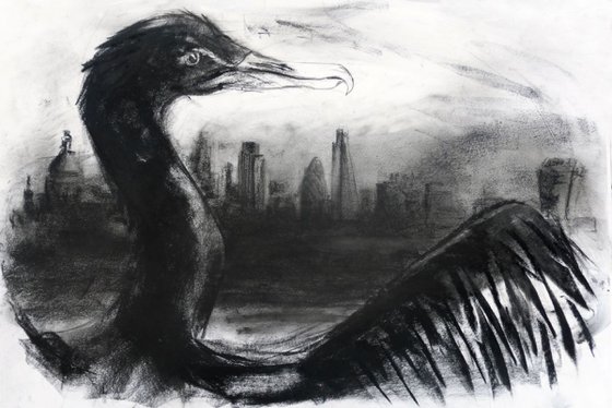 Cormorant, Thames, The City preparatory drawing