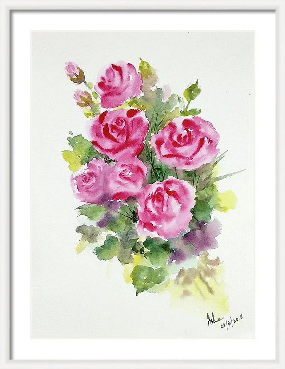 A bunch of Pink Roses by Asha Shenoy