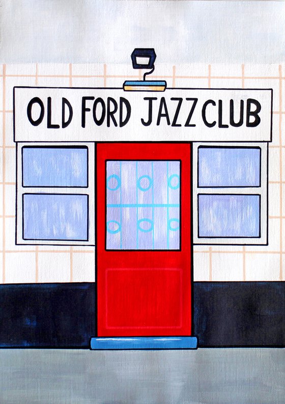 Old Ford Jazz Club, East London - Painting on Unframed A4 Paper