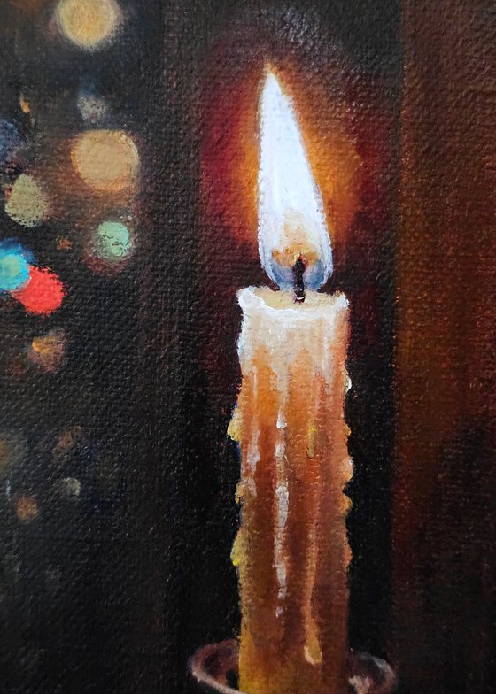Candle and Still Life on a Rainy Night